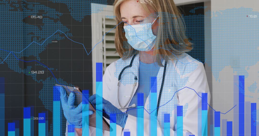 Healthcare Analytics Physician with Digital Data Overlay