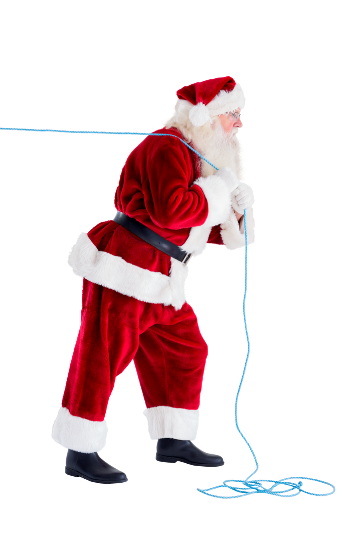 Transparent Santa Claus pulling blue rope - Download Free Stock Images Pikwizard.com