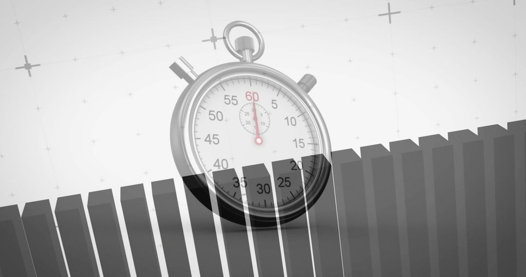 Vintage Stopwatch Overlapping Vertical Bar Chart Conveying Time Pressure and Performance Metrics
