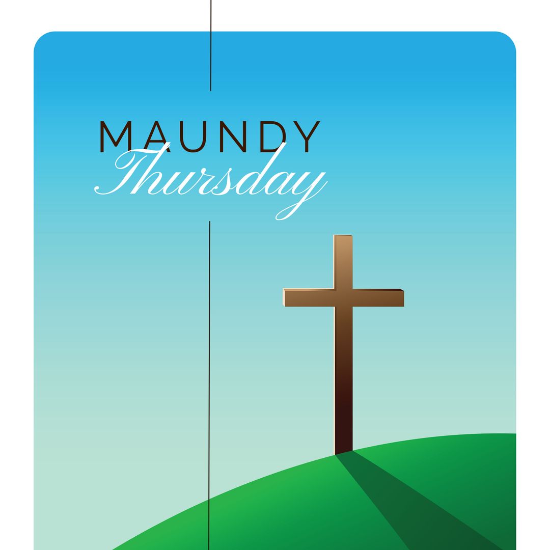 Maundy Thursday with Cross on Hill Against Blue Sky