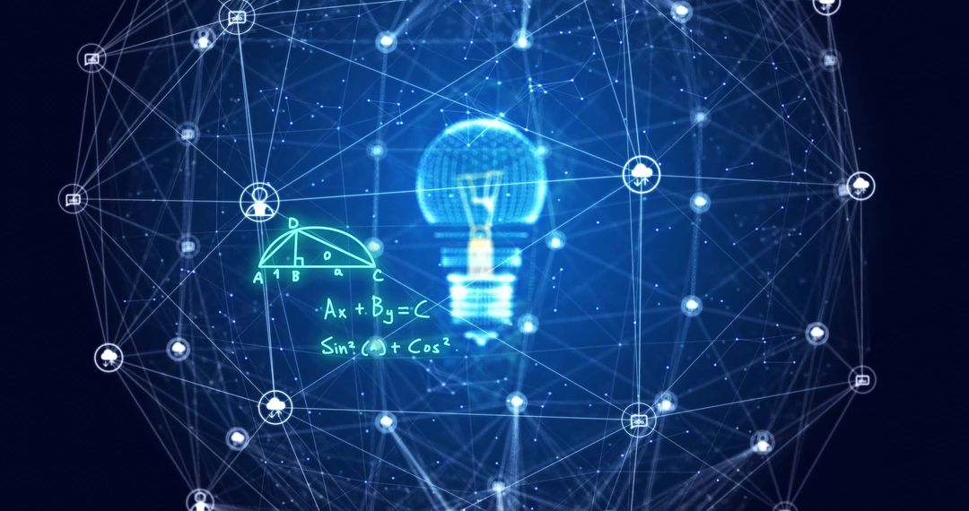 Innovative Network Connection with Glowing Light Bulb Concept