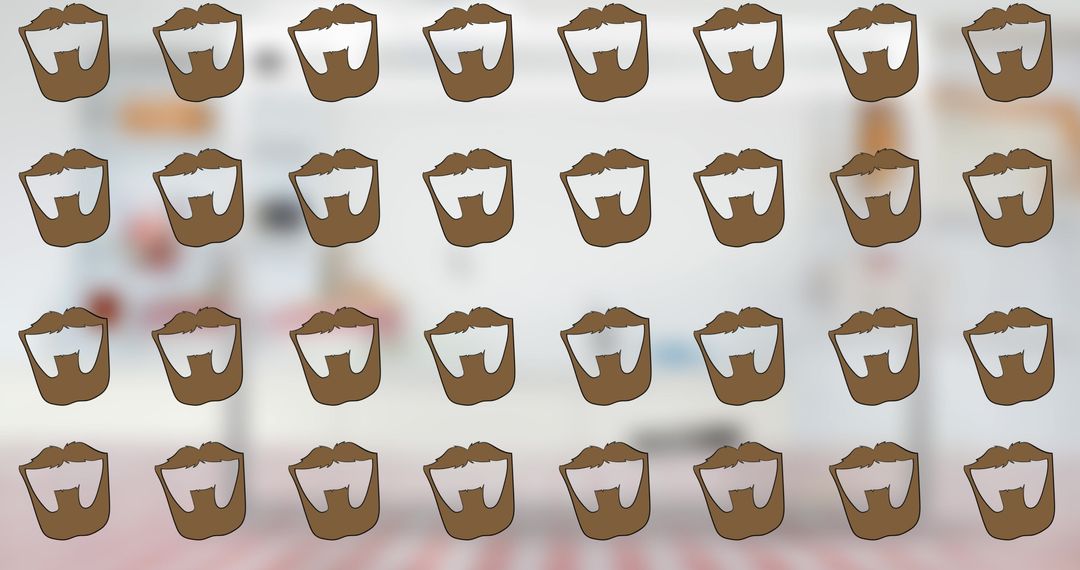 Floating Brown Beards Pattern on Blurred Background