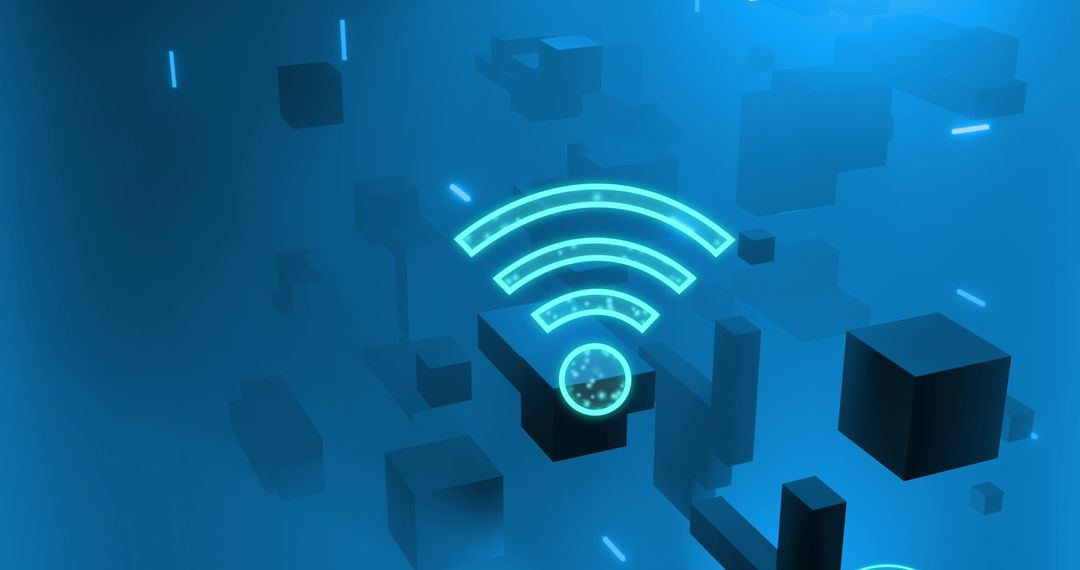 Digital Wifi Connectivity and Data Processing on Dark Background