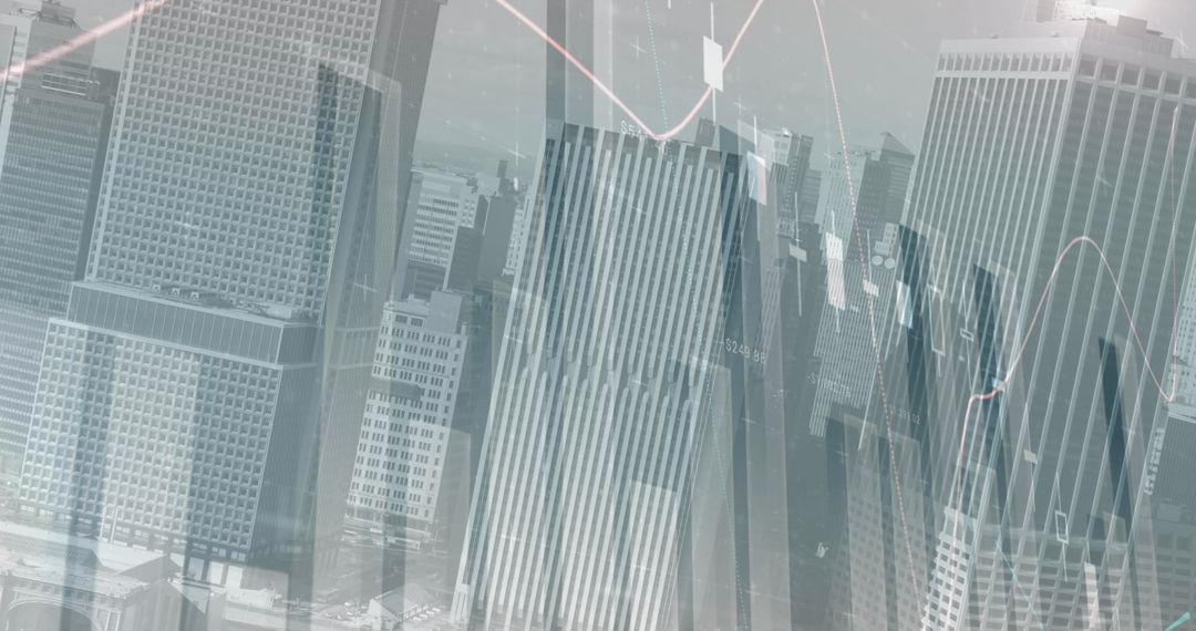 Futuristic City with Statistical Data Overlay