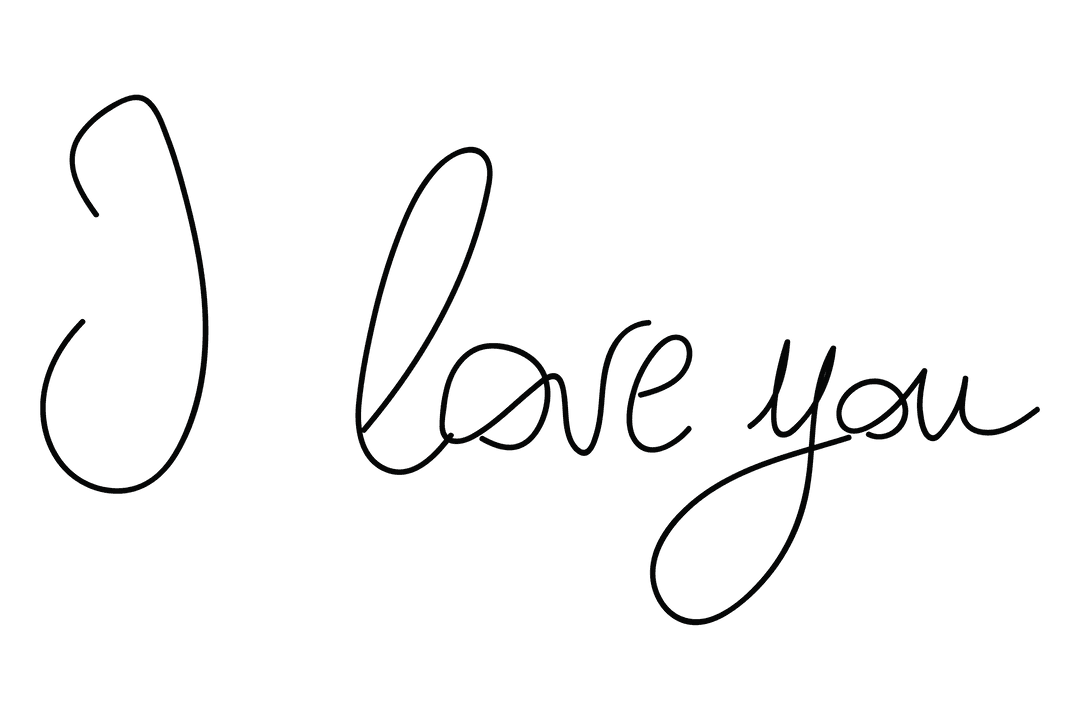 I Love You Text in Elegant Script on Transparent Background