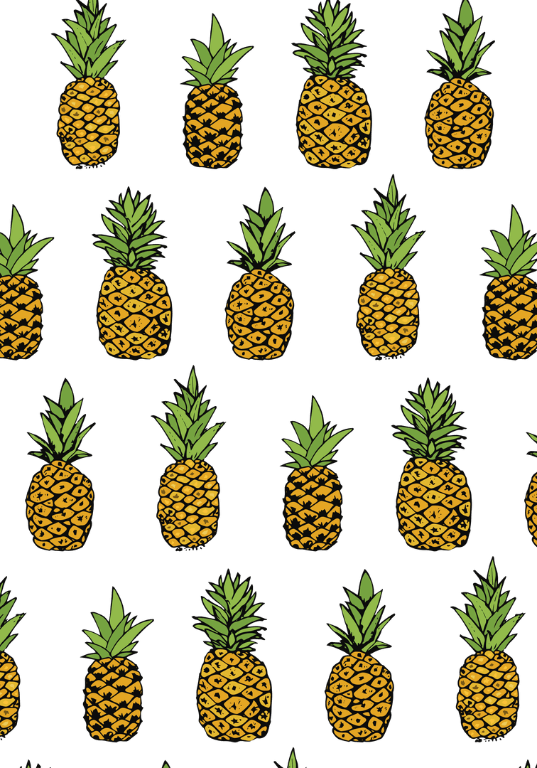 Transparent Background with Vibrant Pineapple Illustrations