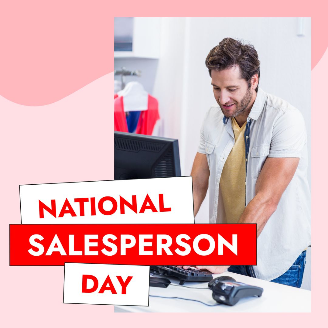 Smiling Salesman in Shop Celebrating National Salesperson Day