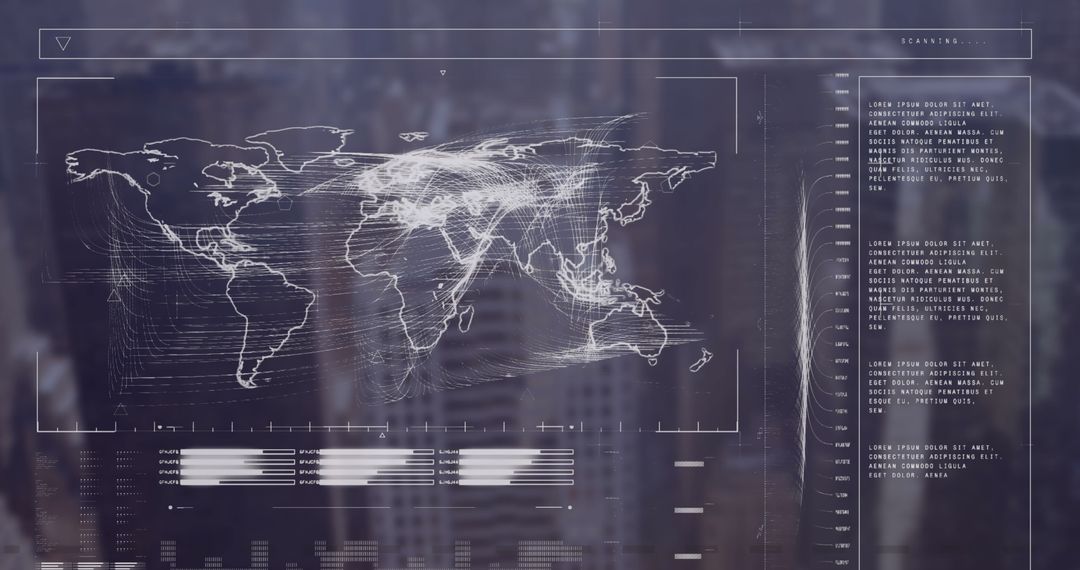 Global Financial Data on Digital Interface with World Map and Coding