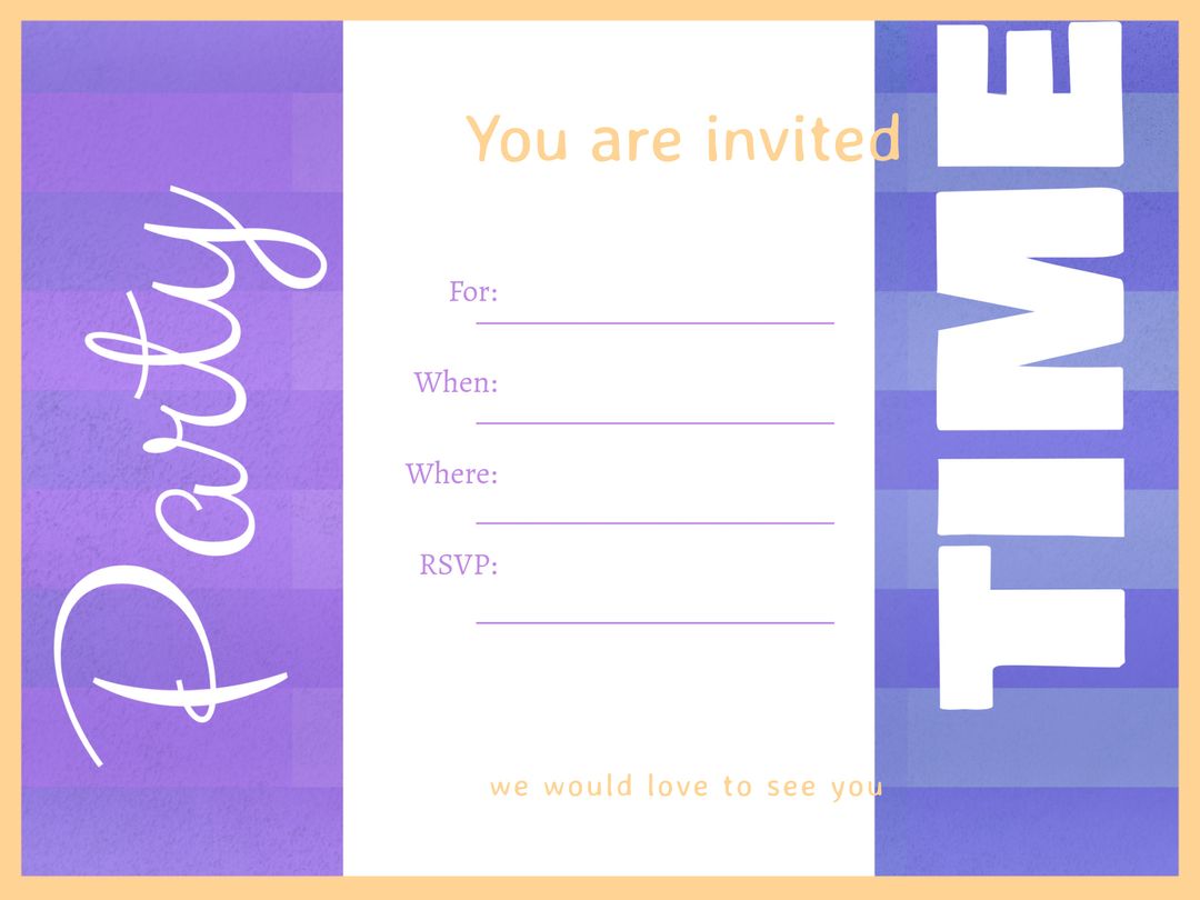 Playful Purple Party Invitation Template Editable Invite Design