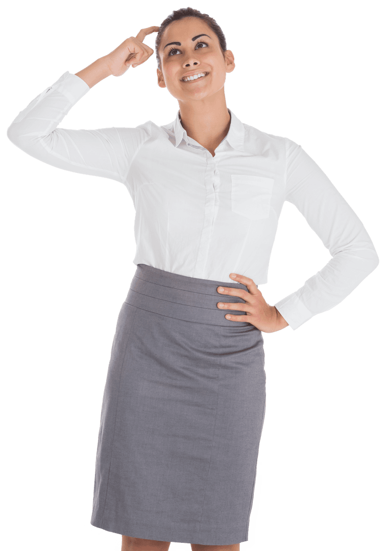 Confidence Biracial Businesswoman Scratching Head Transparent Background