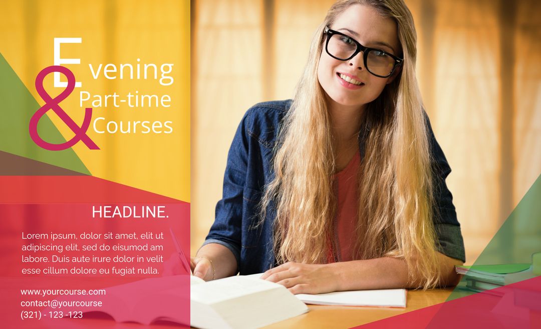 Young Student Engaged in Evening Courses Promotion