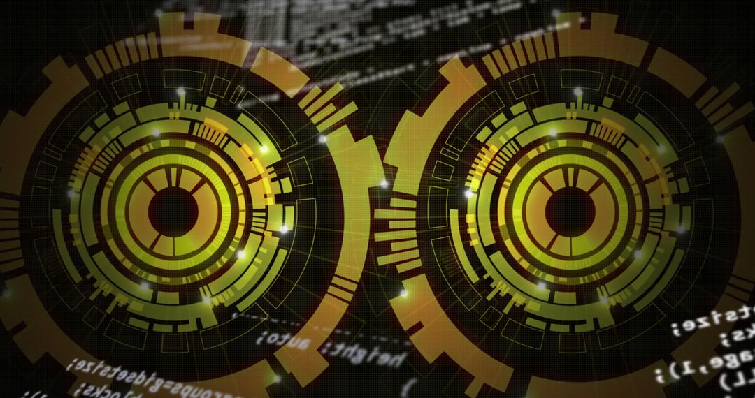 Futuristic Digital Interface with Rotating Data Scanners