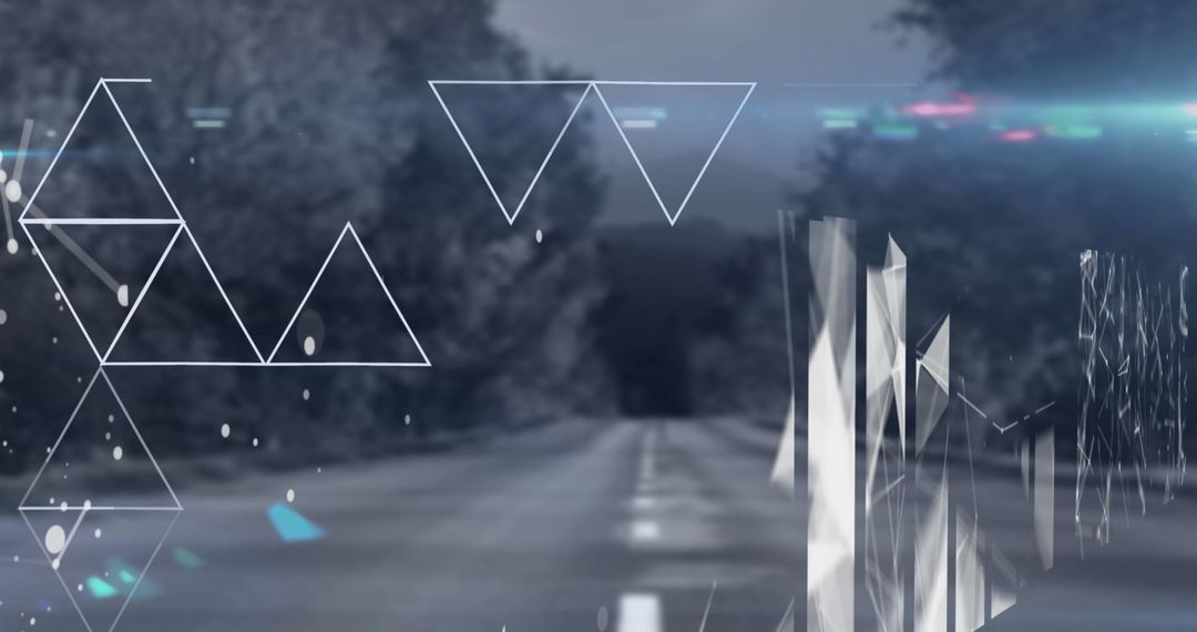 Digital Interface with Futuristic Data Overlay on Road