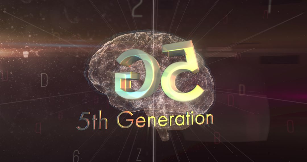 5th Generation 5G Concept with Digital Brain