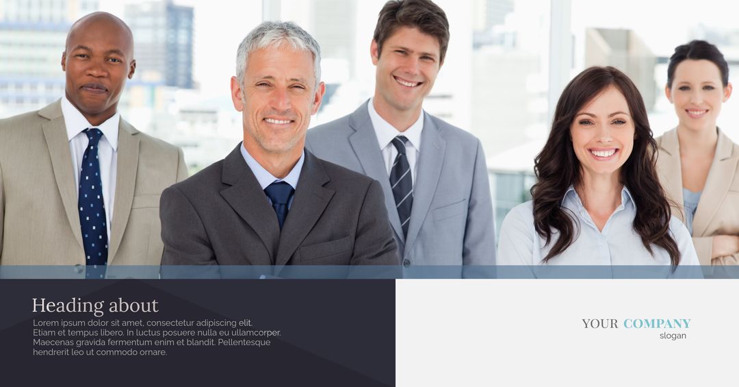 Diverse Business Team Smiling Confidently in Office Setting