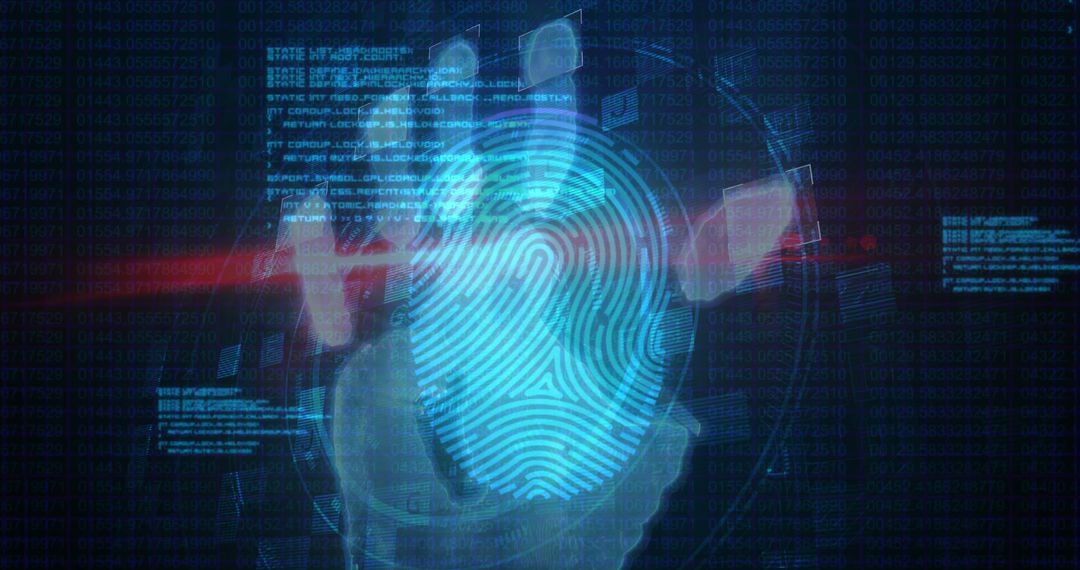 Futuristic Biometric Fingerprint Unlocks Cybersecurity Data