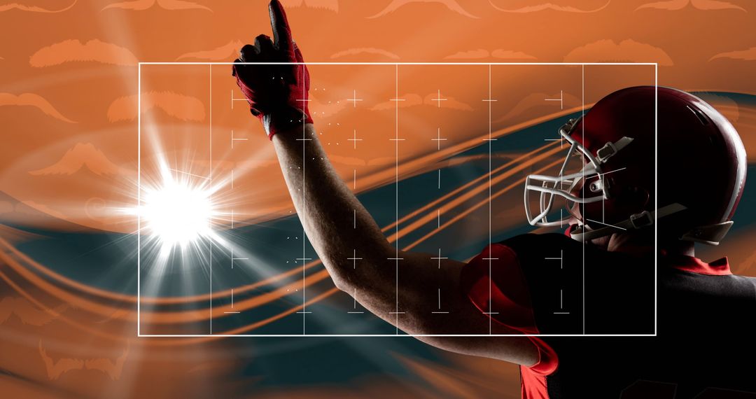 Rugby Player Illustrating Strategy with Digital Overlay