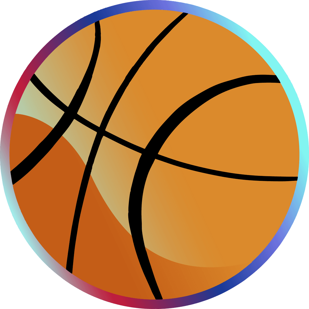 Transparent Basketball Icon with Vibrant Circular Border