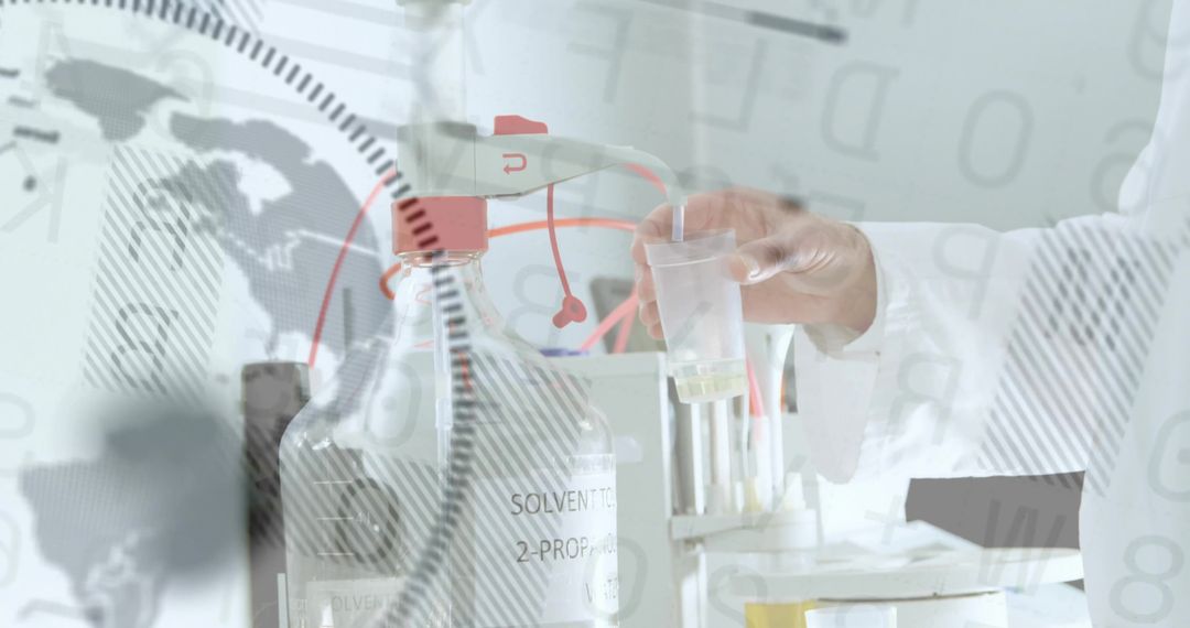 Lab Researcher Working with Chemical Solvents and Pipette