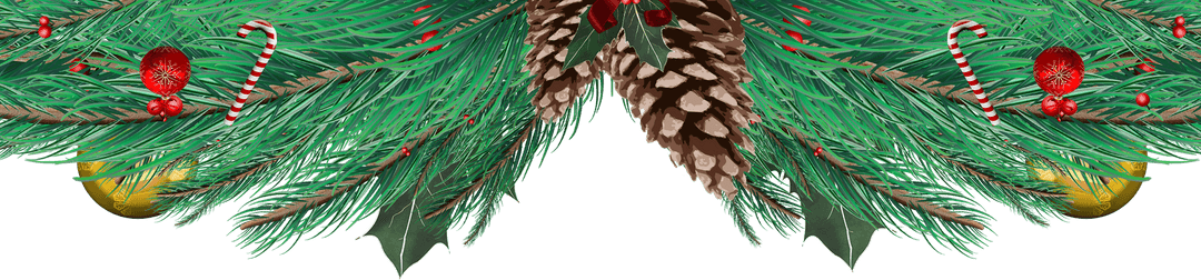 Transparent Festive Fir Branch Garland With Holiday Decorations