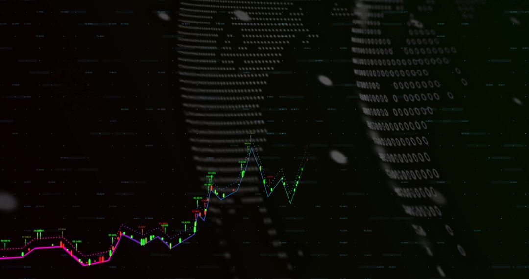 Futuristic Multicolored Line Chart on Digital Dashboard