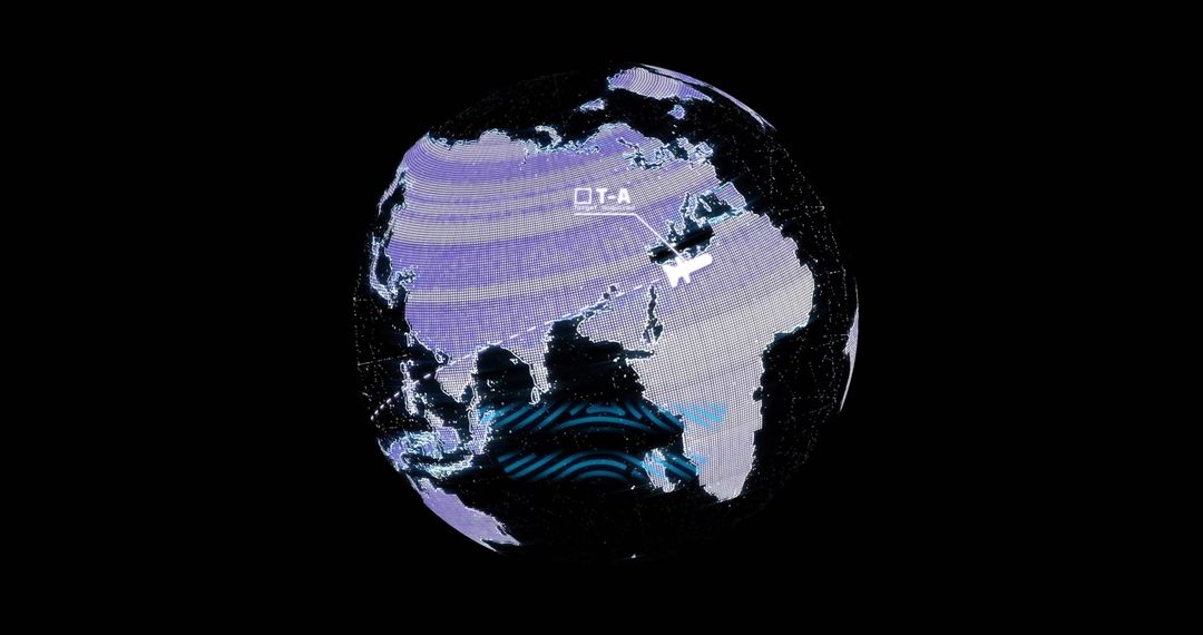 Digital Data Processing on Globe Diagram