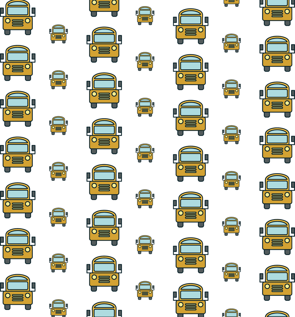 Yellow Bus Pattern on Transparent Background for Creative Design