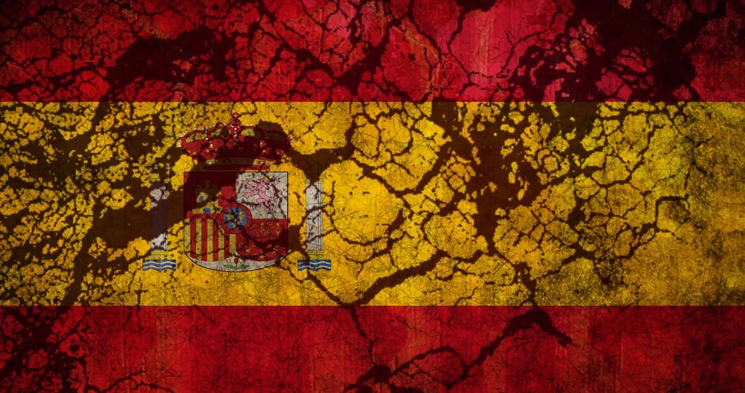 Grunge Variant of Spanish Flag with Abstract Overlay