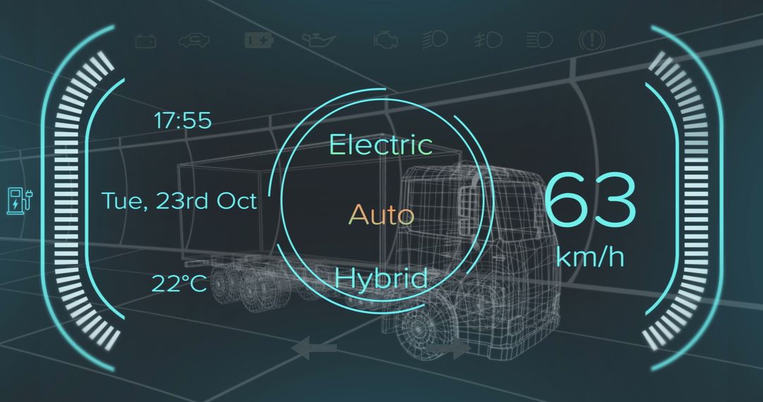 Futuristic 3D Model of Hybrid Electric Car Dashboard Display