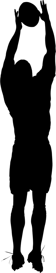 Transparent Silhouette of Rugby Player Leaping For Ball