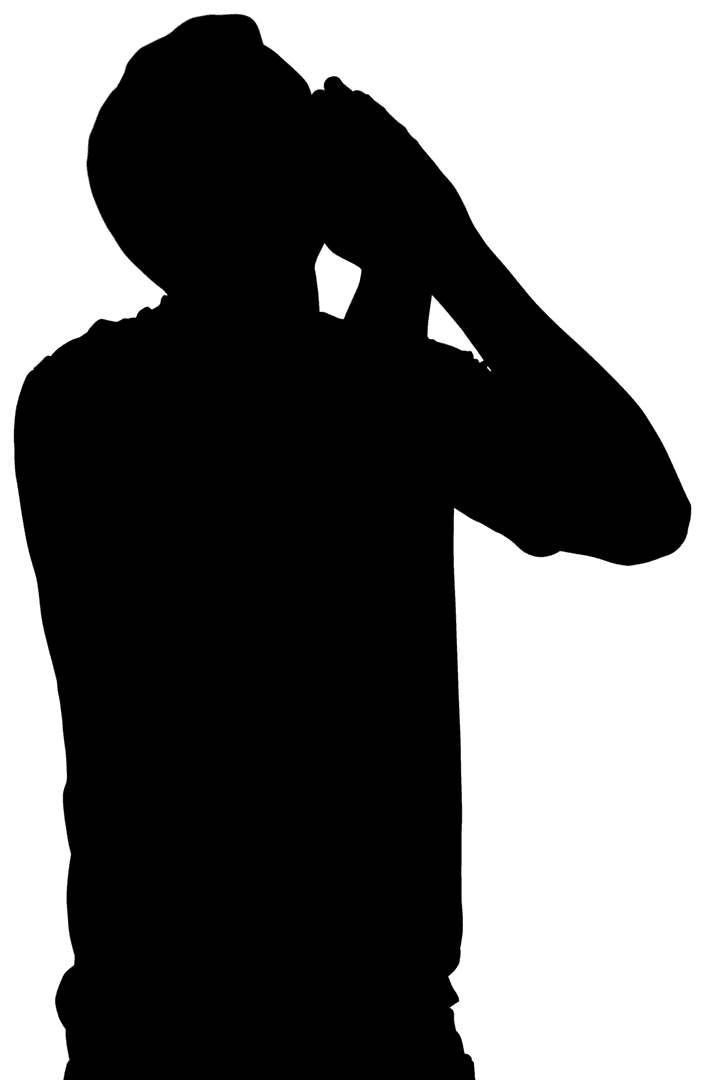 Silhouette Showing Strong Gesture on Transparent Background