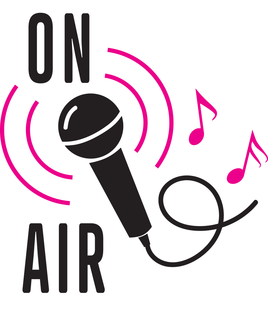 On Air Microphone and Music Notes Transparent Design