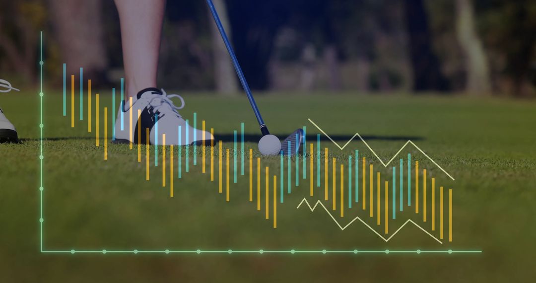Golfer Analyzing Performance Data on Green Fairway