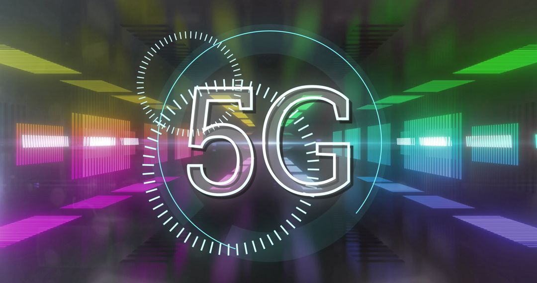 Futuristic 5G Technology Concept with Neon Lights