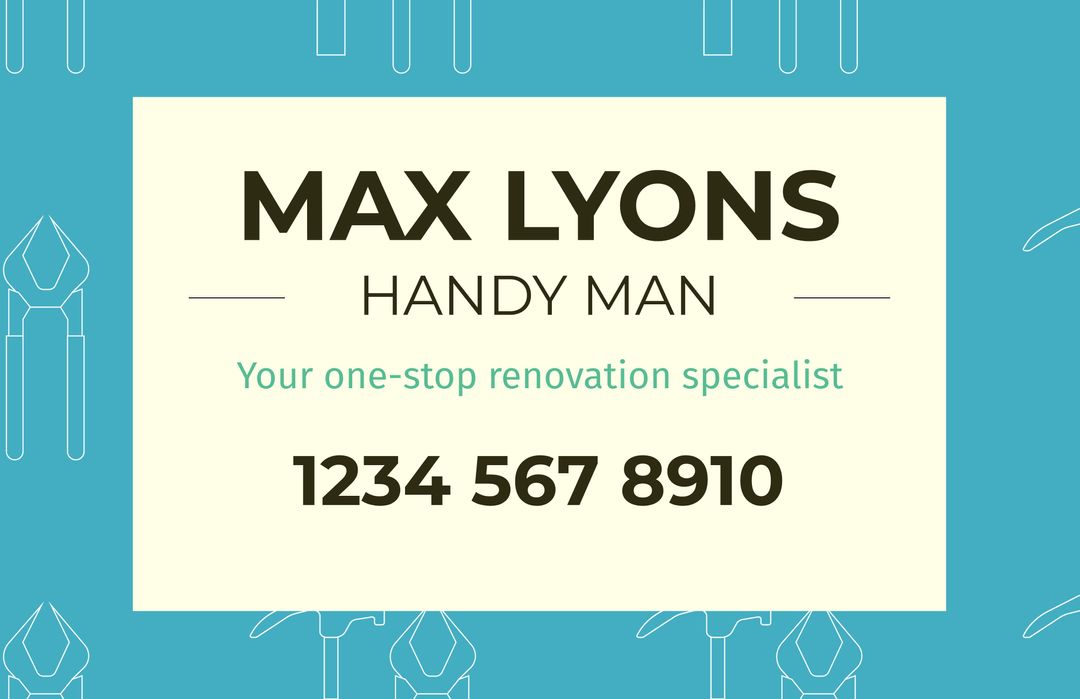 Handyman Service Business Card with Tools and Contact Information - Download Free Stock Templates Pikwizard.com