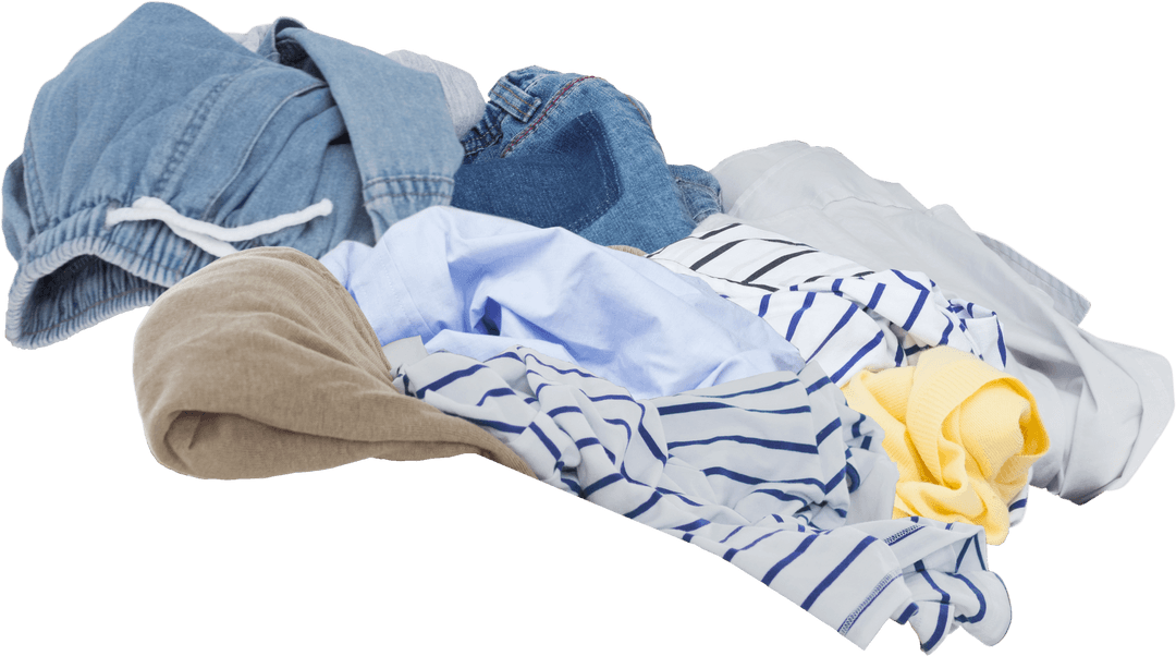 Colorful Crumpled Clothes on Transparent Background