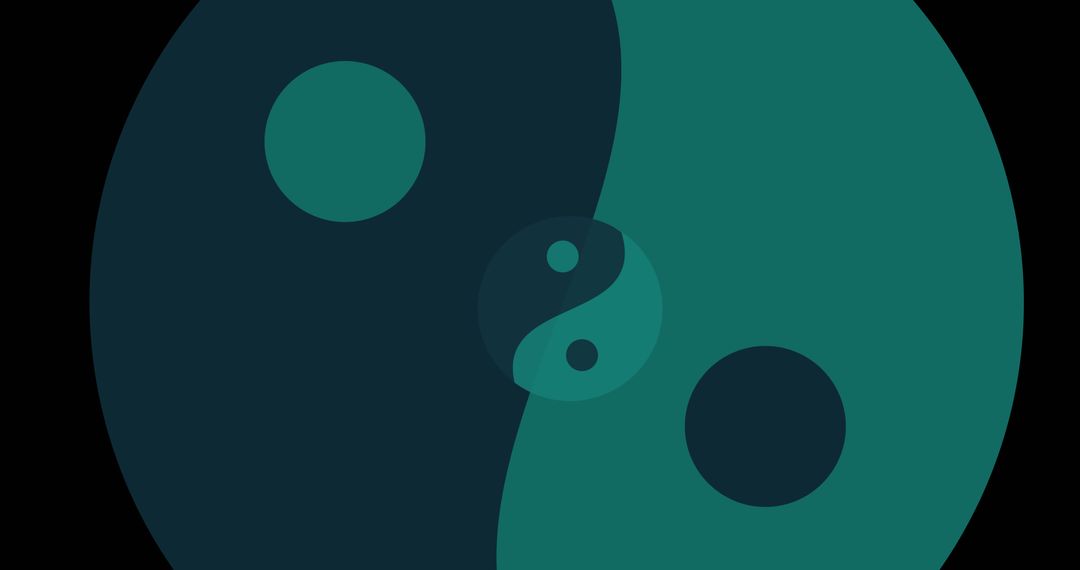 Green Yin Yang Symbol on Black Background