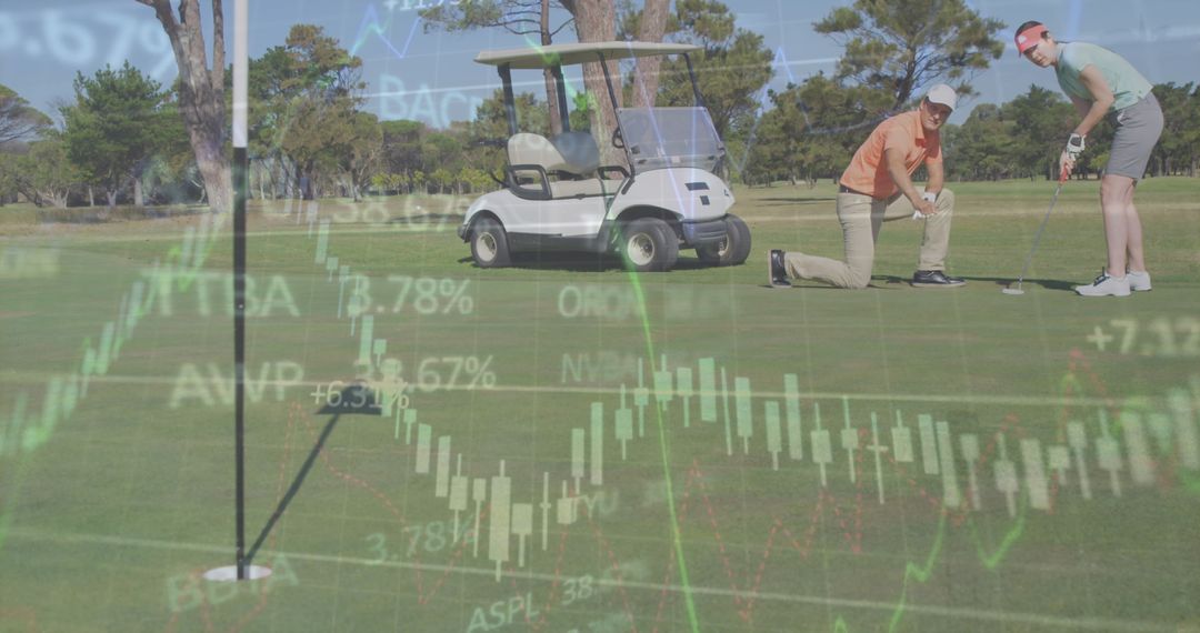 Golf Players Analyzing Data on Course