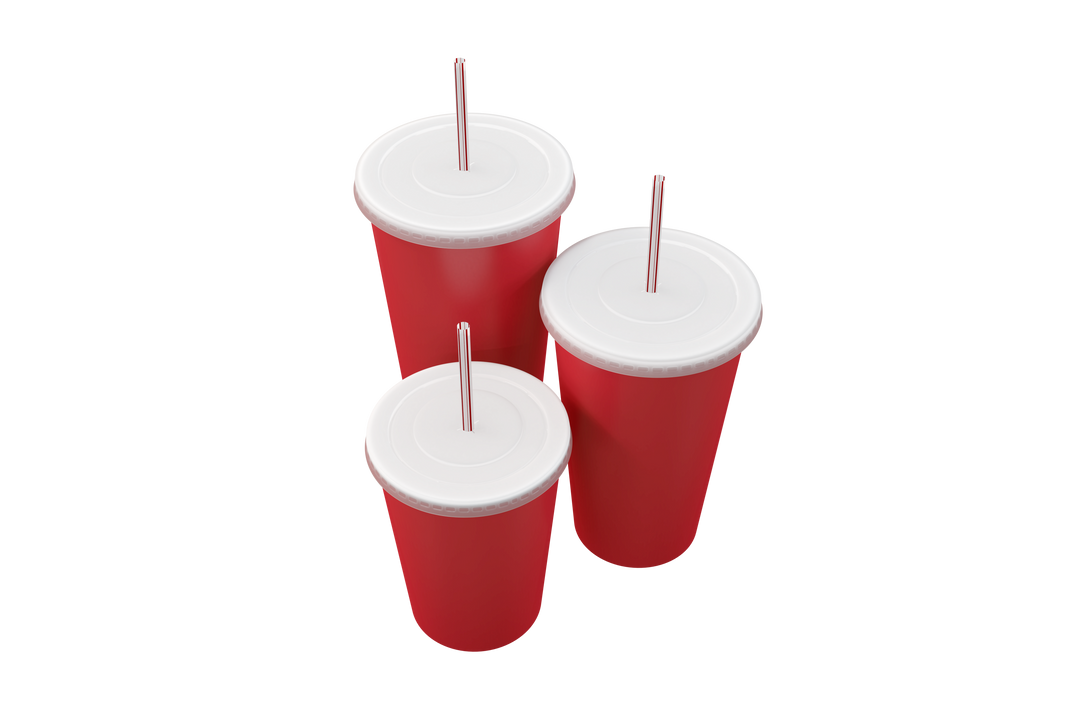 Three Red Cola Cups on Transparent Background - Download Free Stock Images Pikwizard.com