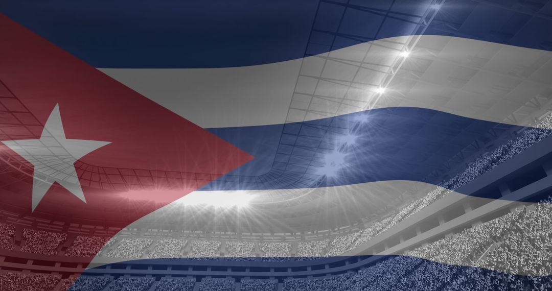 Cuban Flag Overlaying Modern Sports Stadium - Free Images, Stock Photos and Pictures on Pikwizard.com