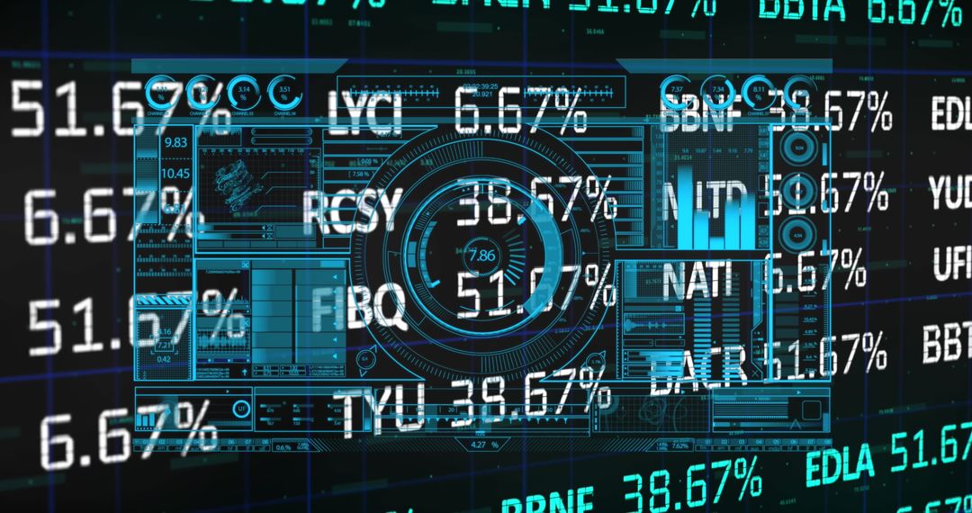 Futuristic Digital Screen with Financial Data Display