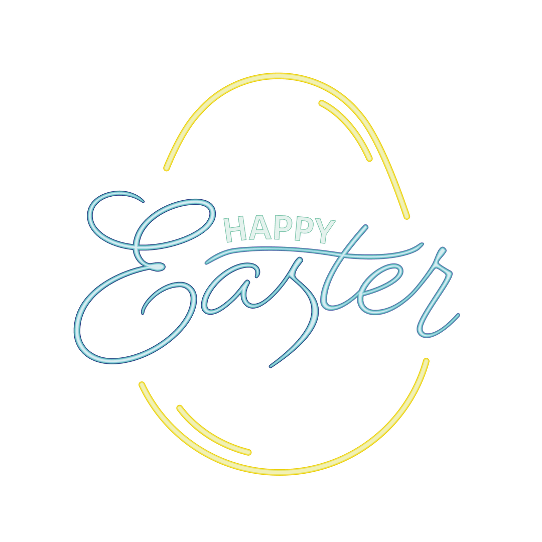 Digital Easter Greeting Neon Style on Transparent Background