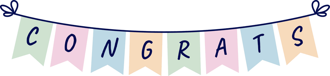 Colorful Transparent Pennant Flags Spelling CONGRATS