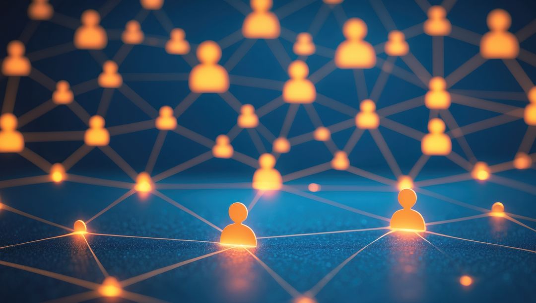 Futuristic Network of Glowing User Icons Over Digital Surface