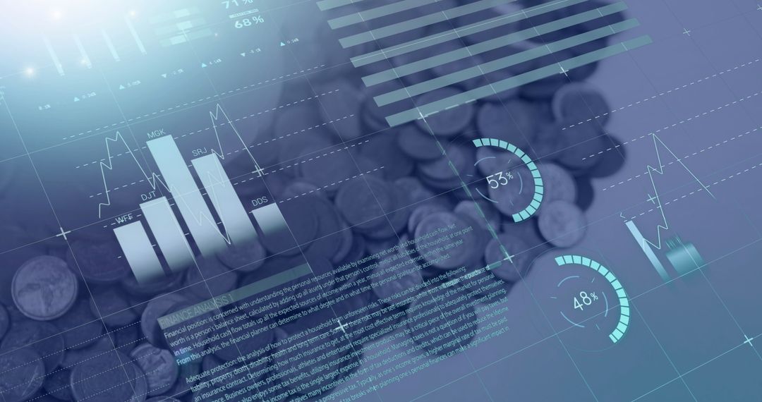 Digitally Generated Financial Data Overlaying Coins