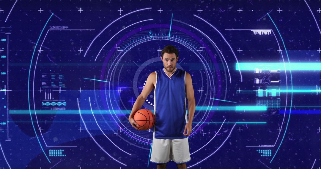 Basketball Player with Futuristic Digital Display Background - Free Images, Stock Photos and Pictures on Pikwizard.com