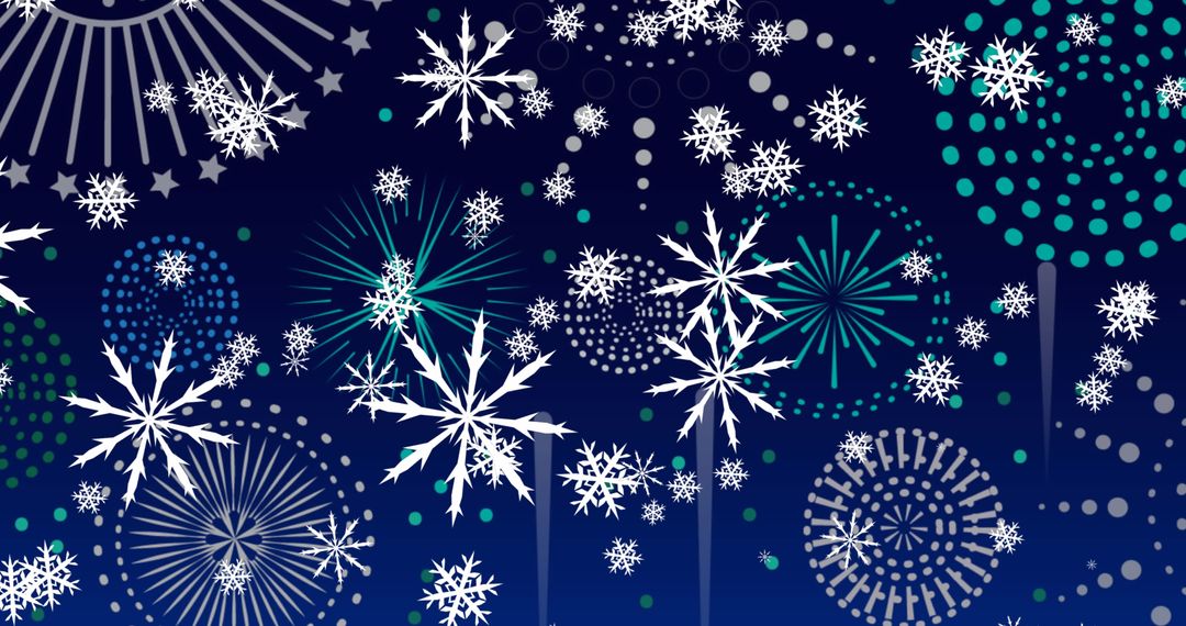 Festive Snowflakes and Fireworks Patterned Background