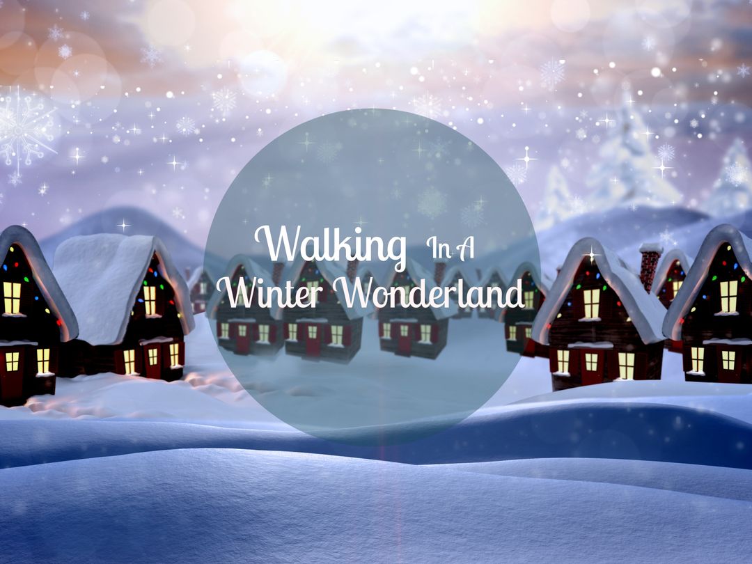 Christmas Greeting Card with Snowy Cottages Under Starry Sky - Download Free Stock Templates Pikwizard.com