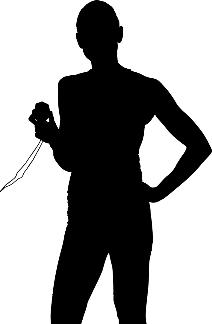 Transparent Silhouette of Woman with Timer on Transparent Background