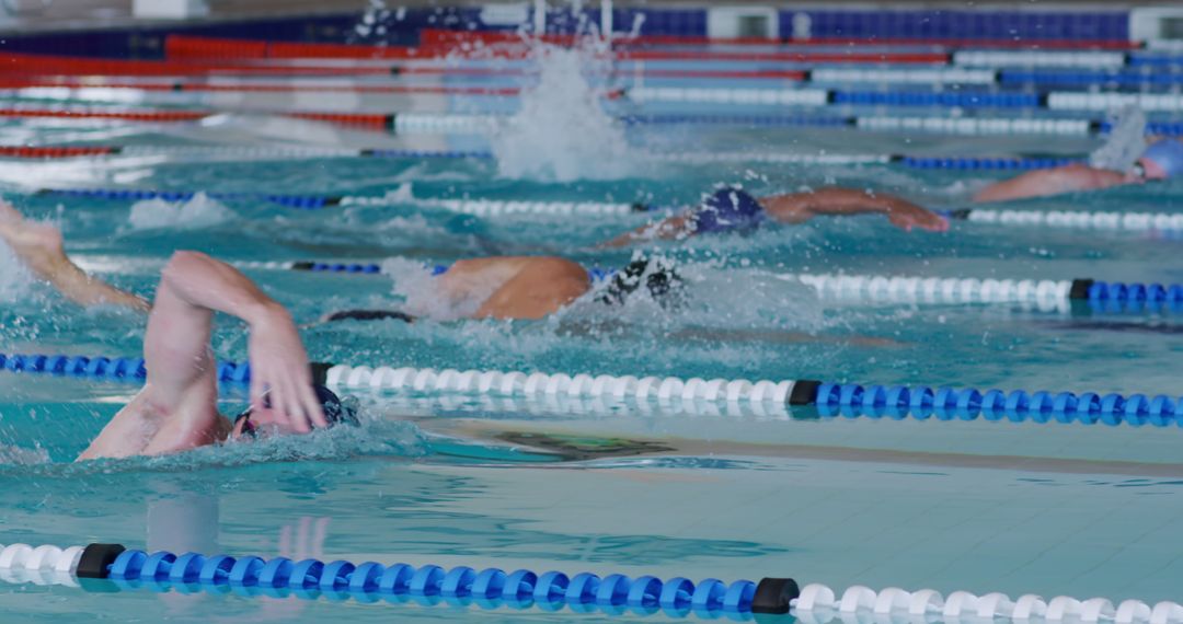 Competitive Swimming Race in Indoor Pool - Free Images, Stock Photos and Pictures on Pikwizard.com